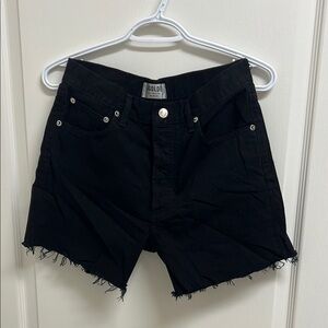 AGOLDE Black Denim Distressed High Waisted Shorts | Size 27